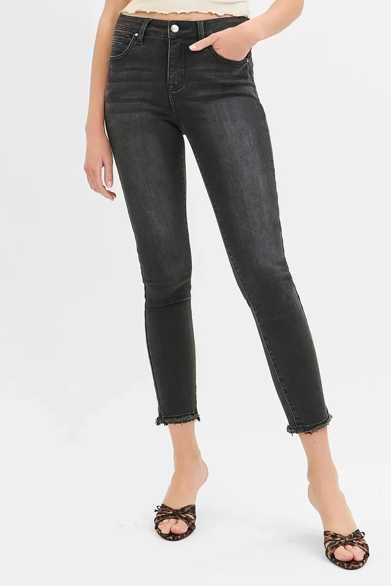 Tummy Control Mid Rise Crop Skinny Jeans Plus Size - Eva's Edition