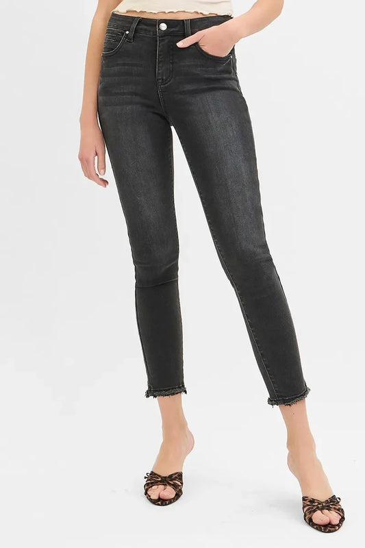 Tummy Control Mid Rise Crop Skinny Jeans Plus Size - Eva's Edition