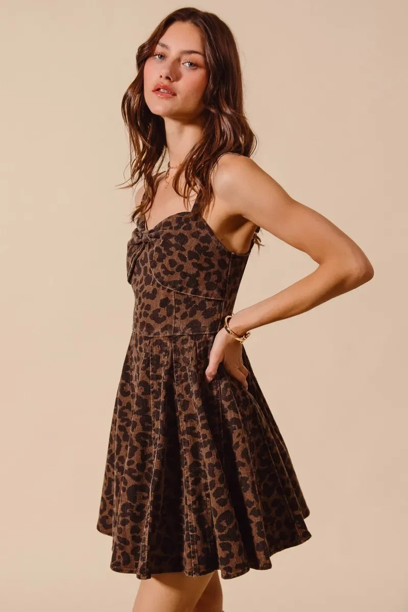 Mineral Washed Leopard Flare Cami Dress - Eva's Edition