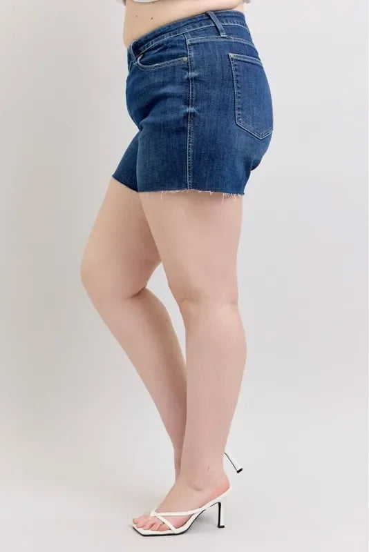 High Waist Criss-Cross Waistband Denim Shorts - Eva's Edition