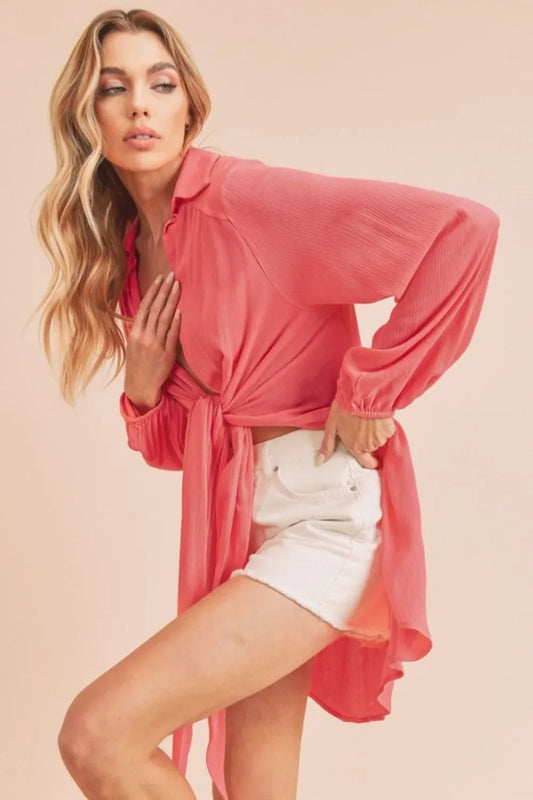 Collared Neck Long Sleeve Top - Eva's Edition