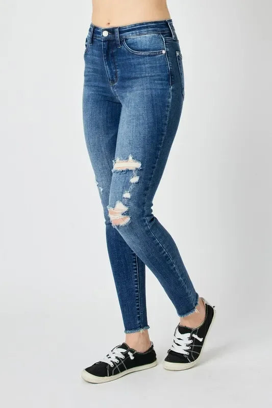 High Waist Distressed Skinny Jeans - Eva's Edition