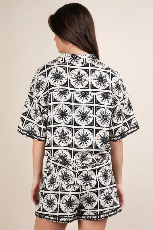 Tropical Printed Shirt Top & Shorts Set - Eva's Edition