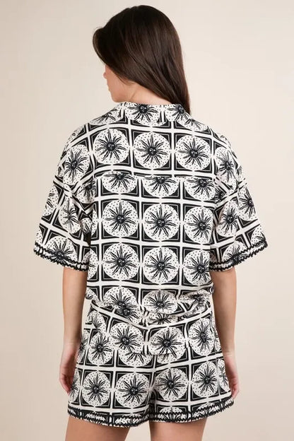 Tropical Printed Shirt Top & Shorts Set - Eva's Edition