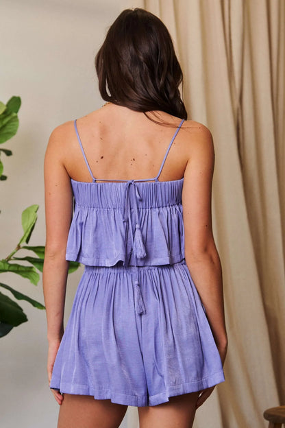 Pleated Body Elastic Back Babydoll Strappy Top - Eva's Edition