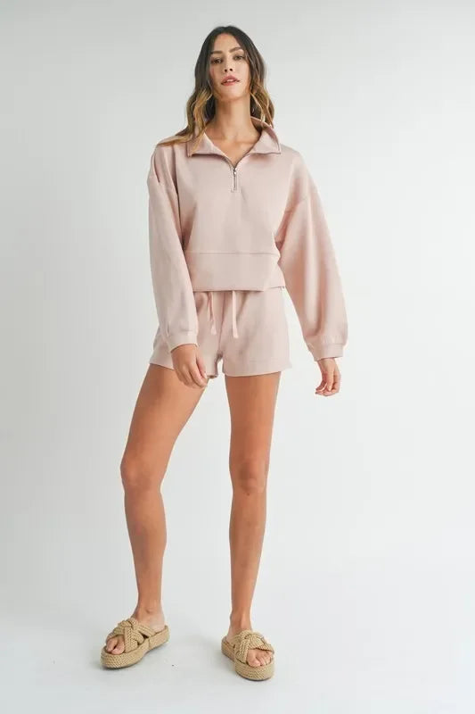 Half Zip Sweatshirt and Shorts Set - Eva's Edition