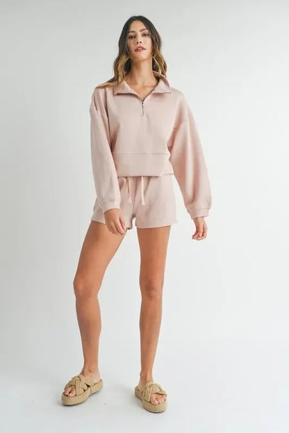 Half Zip Sweatshirt and Shorts Set - Eva's Edition