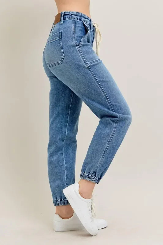 High Waist Denim Jogger Plus Size - Eva's Edition