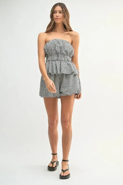 Gingham Tube Top and Shorts Set - Eva's Edition