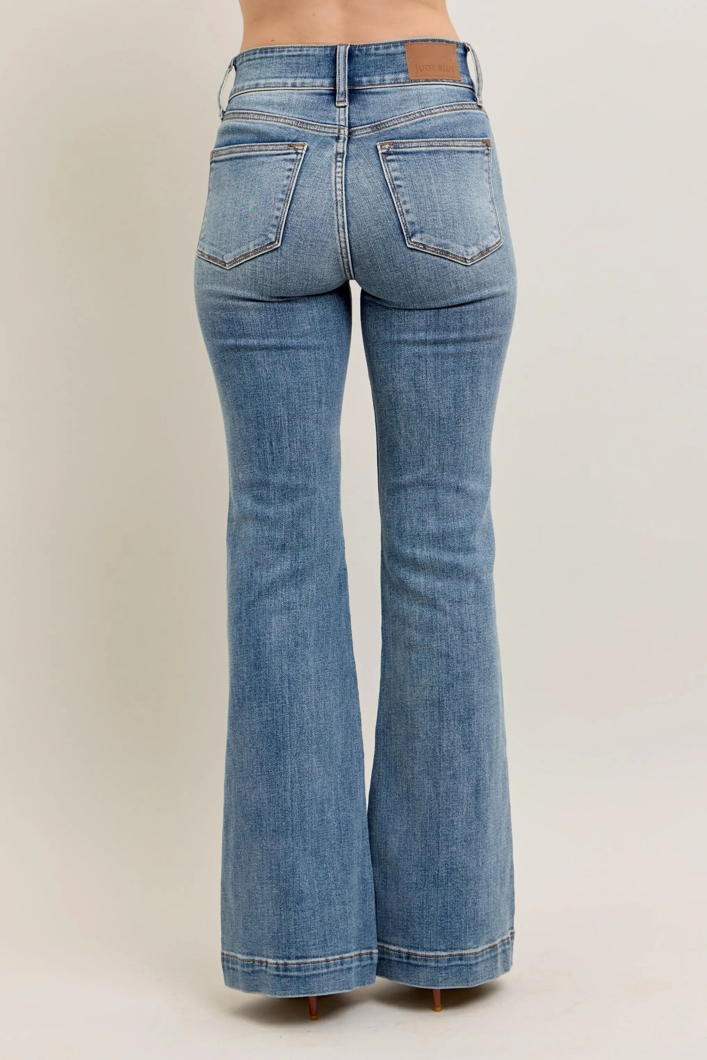 High-Waist Flare Jeans with Front Seam Detail - Eva's Edition