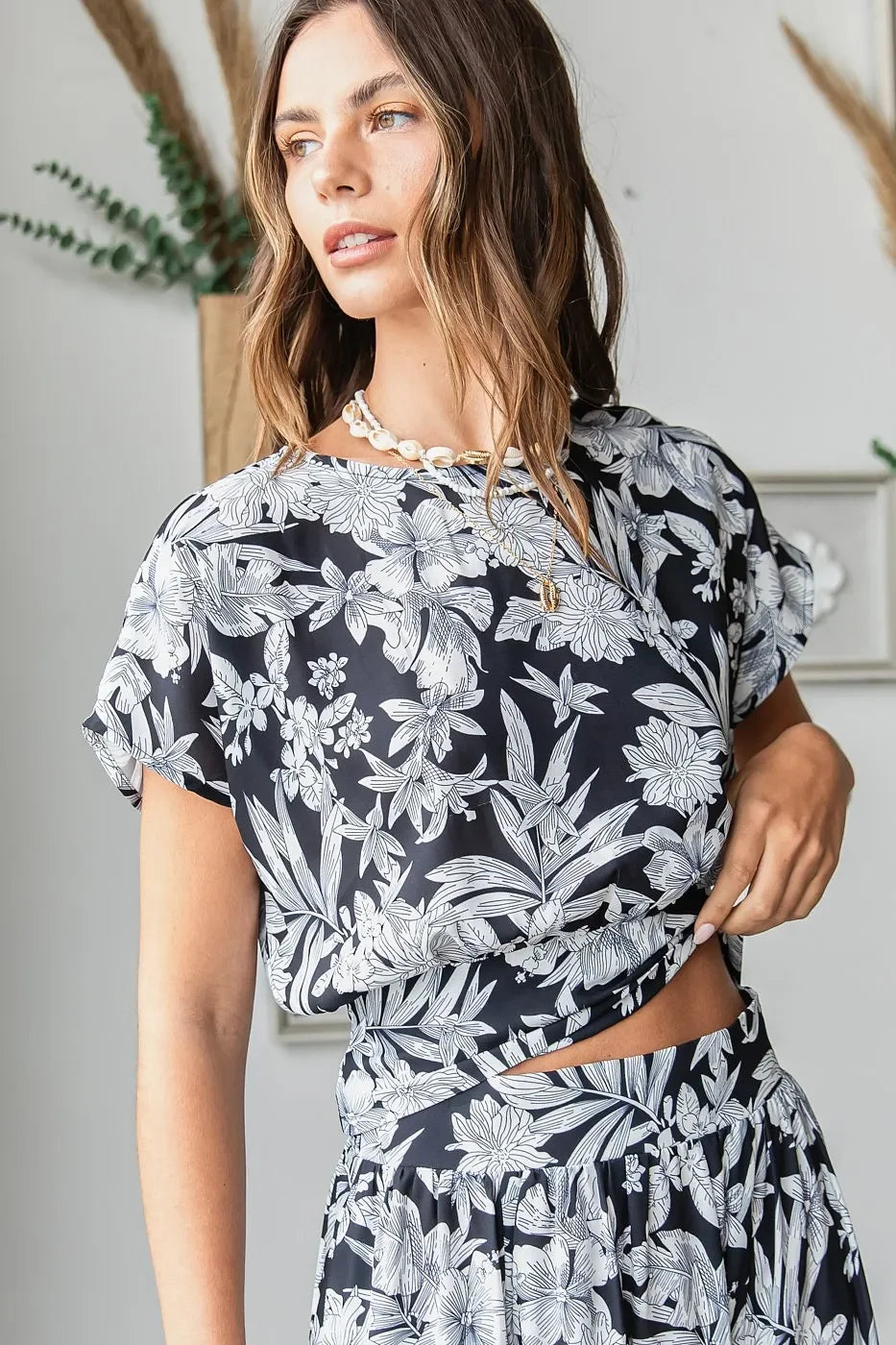 Tropical Print Top and Skirt Set - Eva's Edition