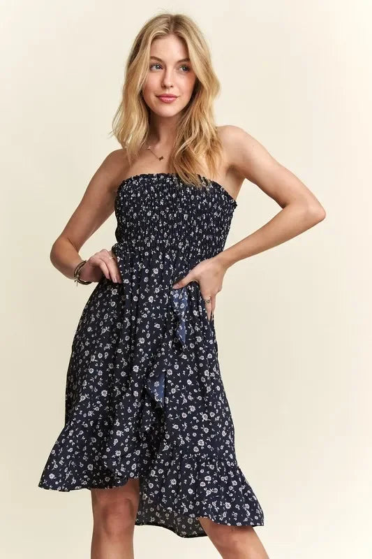 Smocked Floral Tube Dress with Pockets - Eva's Edition