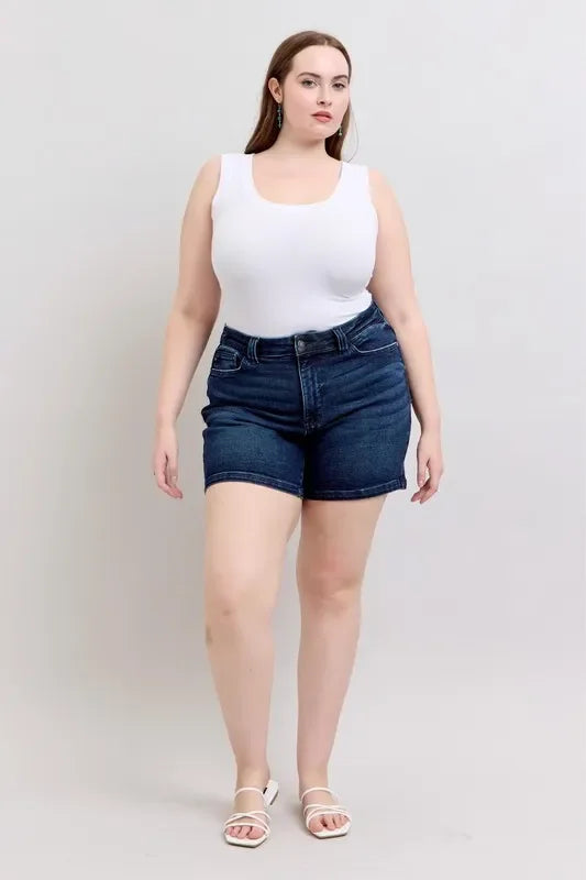 High Waist Back Flap Pocket Denim Shorts - Eva's Edition