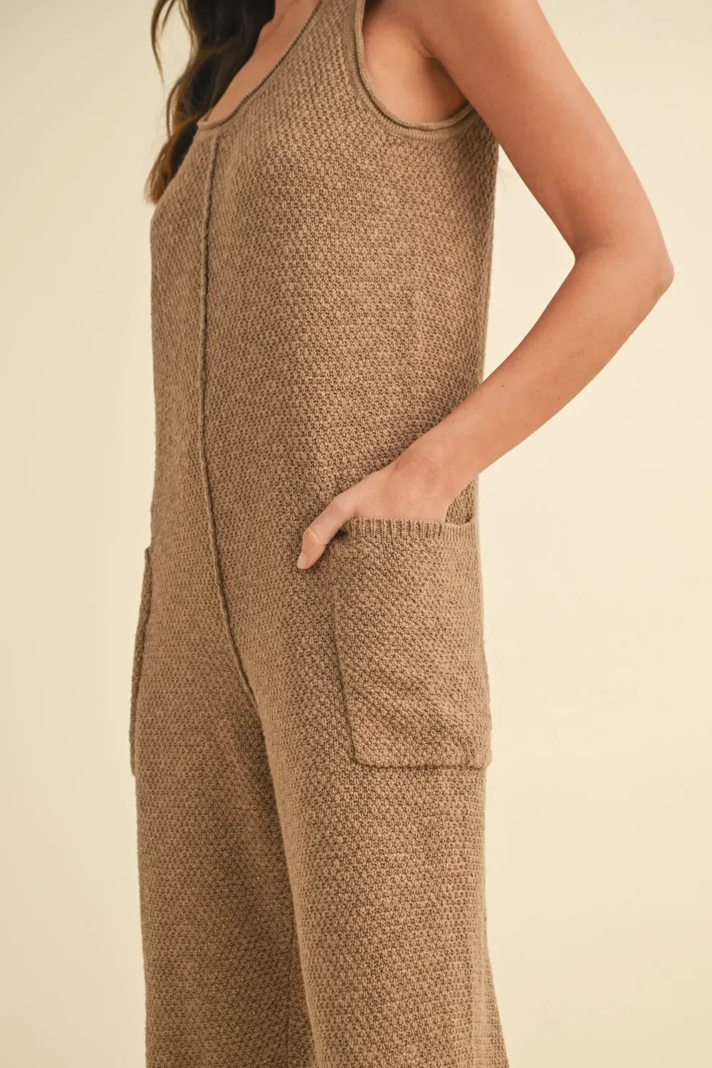 Sleeveless Knit Crop Jumpsuit with Pockets - Eva's Edition