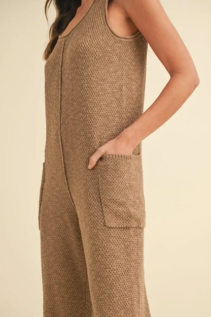 Sleeveless Knit Crop Jumpsuit with Pockets - Eva's Edition