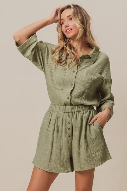 Crinkle Gauze Shirt and Short Set - Eva's Edition