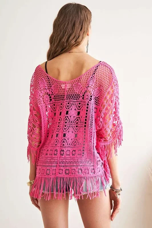 Fringed Hem Crochet Top - Eva's Edition