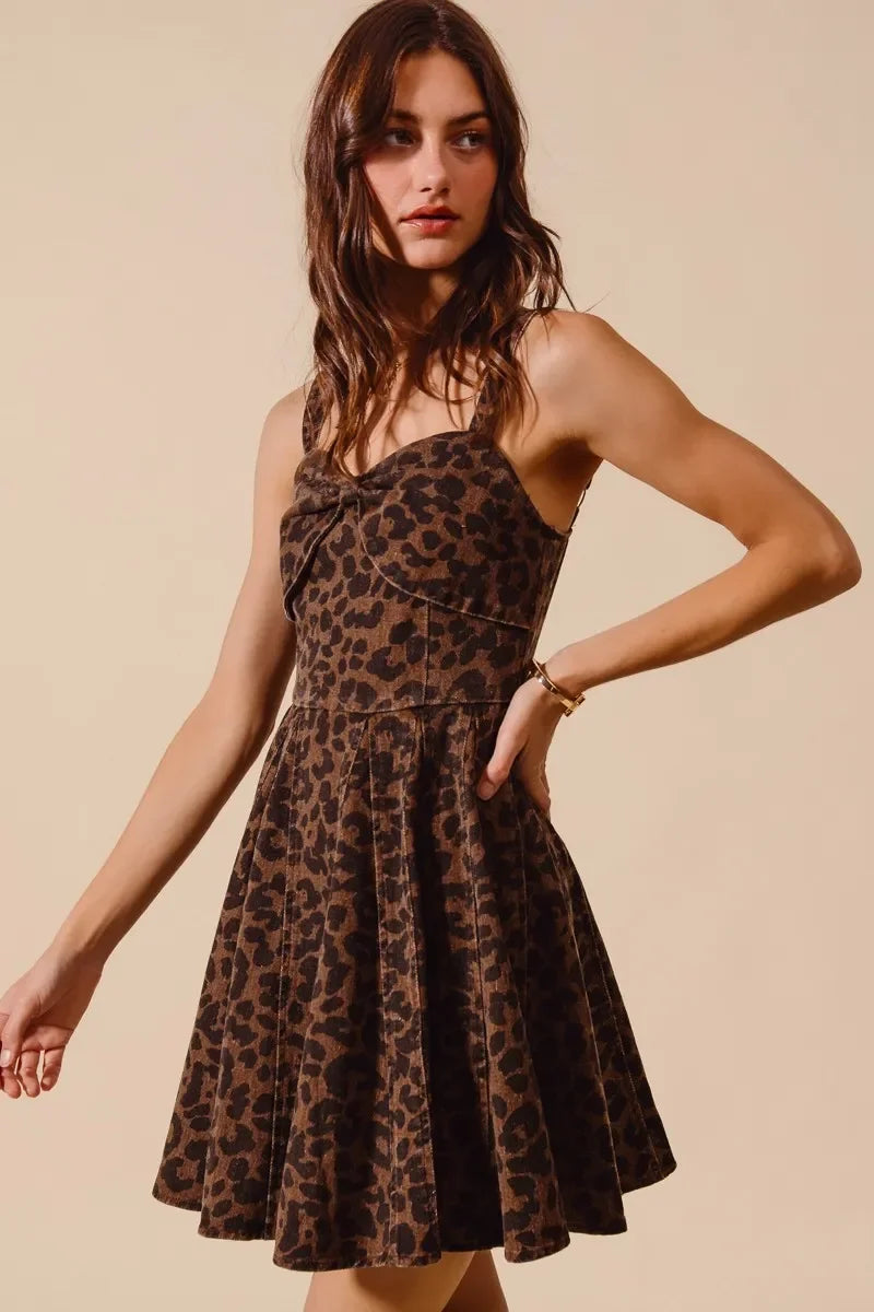 Mineral Washed Leopard Flare Cami Dress - Eva's Edition