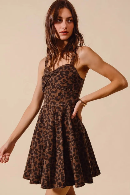 Mineral Washed Leopard Flare Cami Dress - Eva's Edition