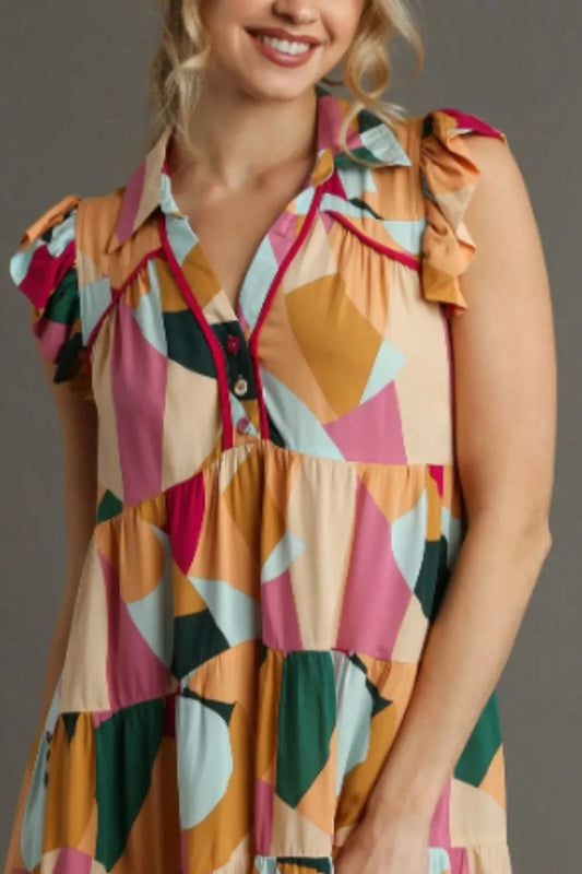Ruffle Sleeve Mini Dress Plus Size - Eva's Edition