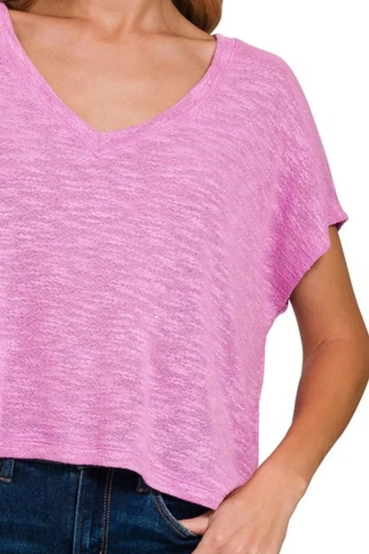 V-neck Drop Shoulder Crop Top - Eva's Edition