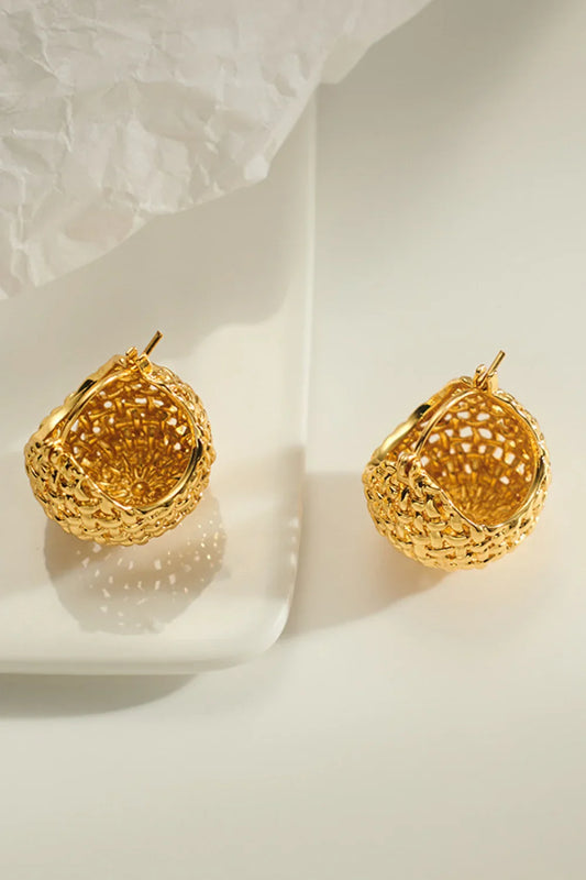 Braided Basket Metal Hoop Earrings - Eva's Edition