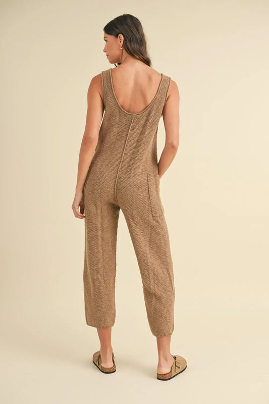 Sleeveless Knit Crop Jumpsuit with Pockets - Eva's Edition