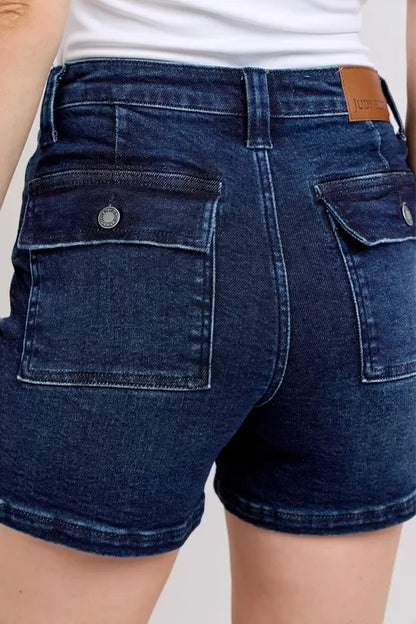 High Waist Back Flap Pocket Denim Shorts - Eva's Edition