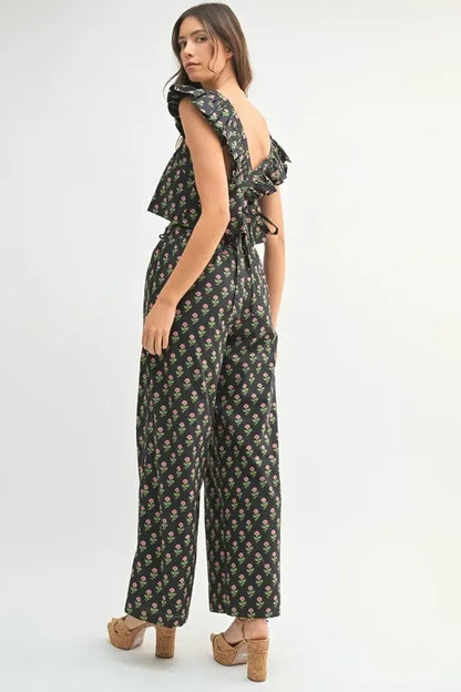 Floral Print Ruffle Top and Pants Set - Eva's Edition