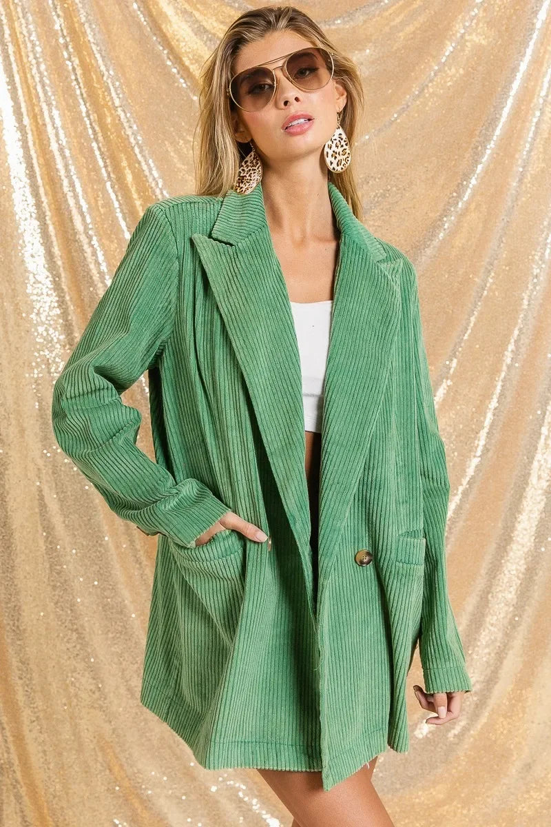 Vintage Washed Peak Lapel Double Breasted Blazer - Eva's Edition