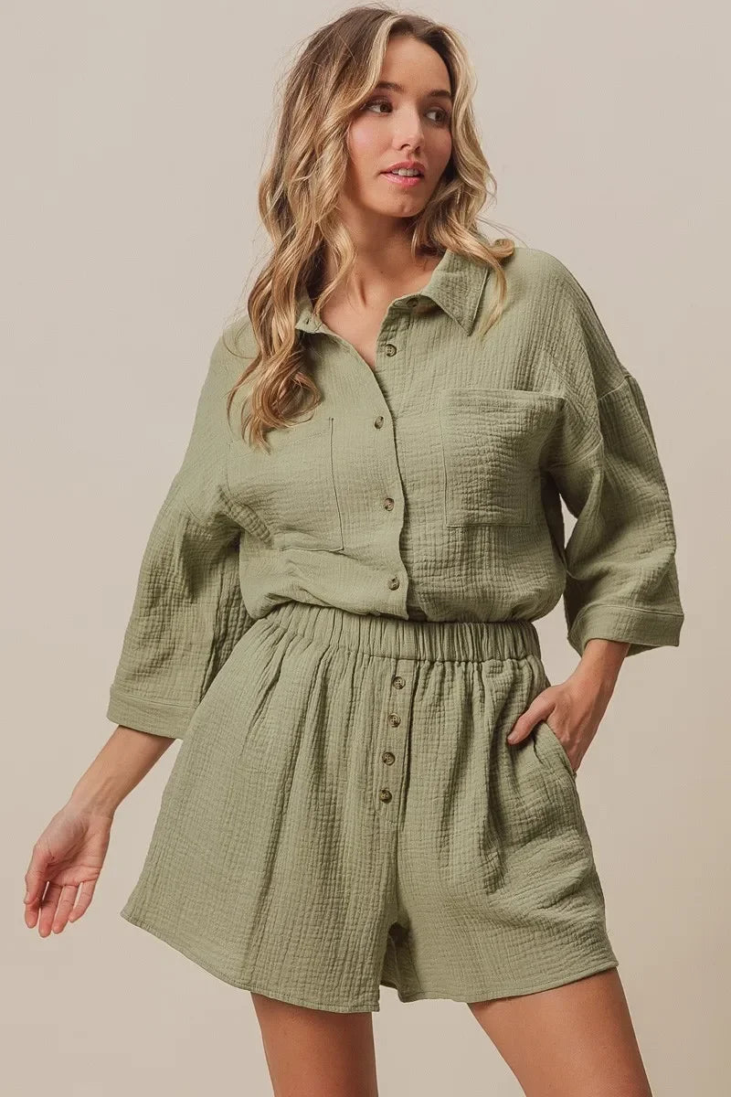 Crinkle Gauze Shirt and Short Set - Eva's Edition