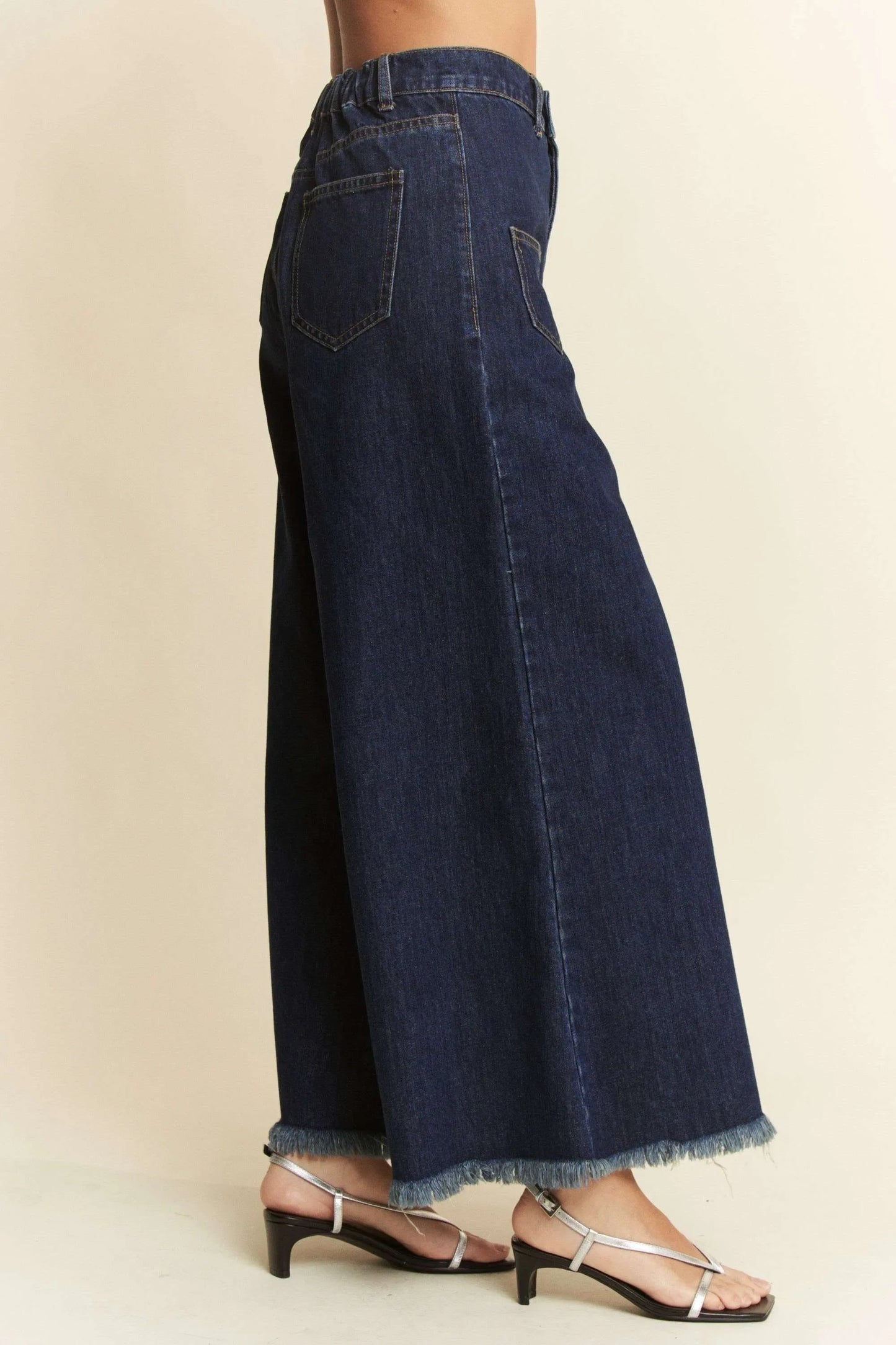 Patch Pocket Wide Leg Culotte Jeans - Eva's Edition