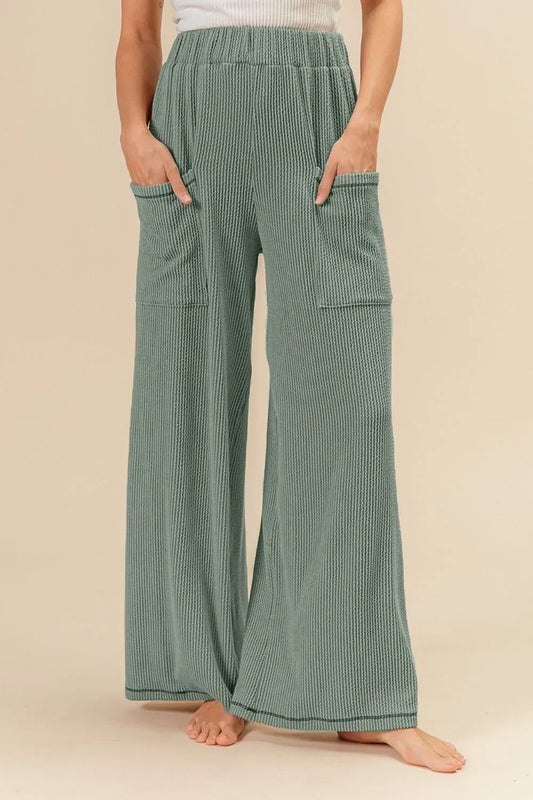 2tone Cord Rib Waist Band Side Pocket Pants - Eva's Edition