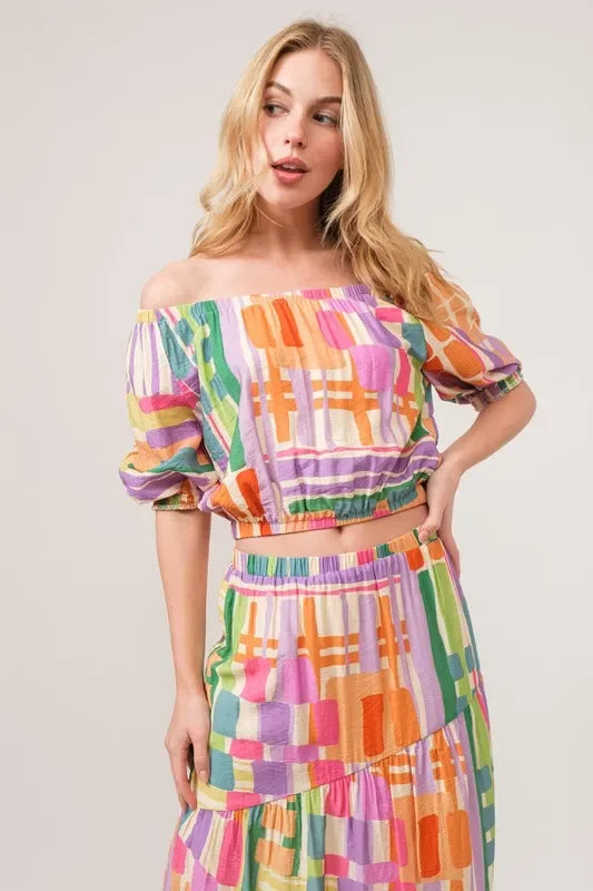 Asymmetric Geo Printed Tiered Maxi Skirt - Eva's Edition