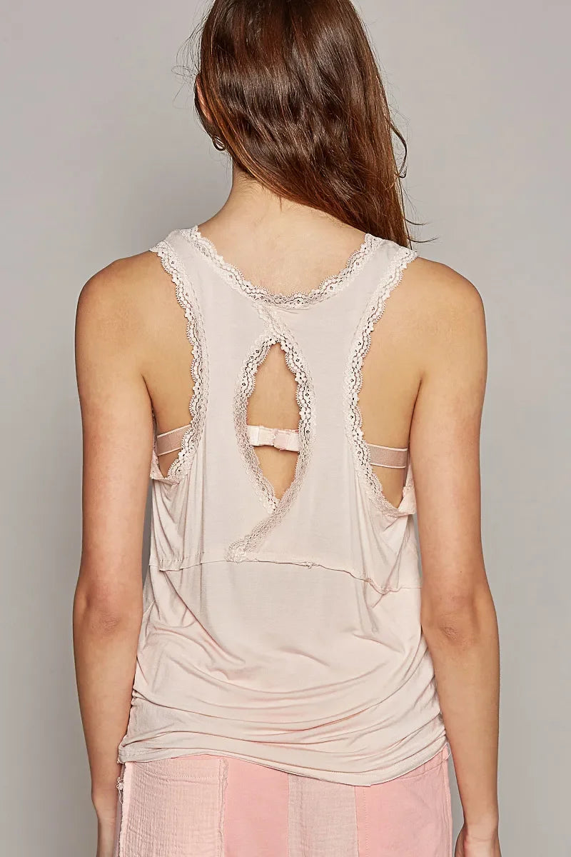 V-Neck Cutout Tank with Trim Detail - Eva's Edition