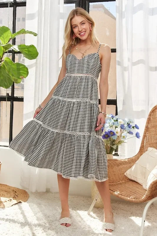 Gingham Detail Washed Dress - Eva's Edition