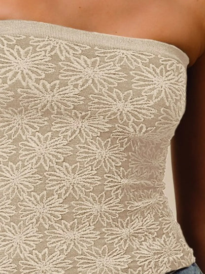 Jacquard Floral Two Tone Seamless Tube Top - Eva's Edition