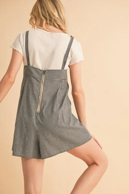 Plaid Square Neck Romper - Eva's Edition