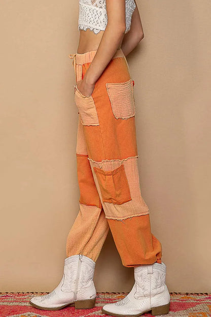 Drawstring Pocketed Contrast Jogger Pants - Eva's Edition