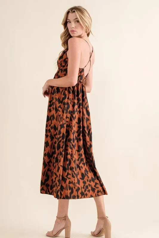Leopard Print Plunge Maxi Dress - Eva's Edition