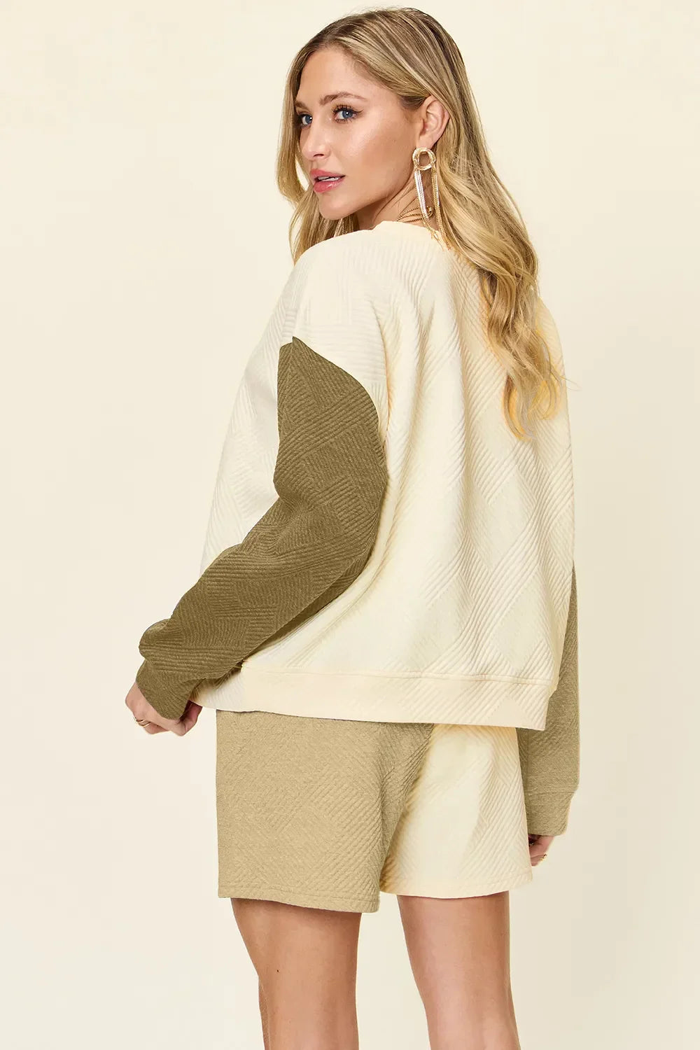 Contrast Drop Shoulder Top and Shorts Set - Eva's Edition