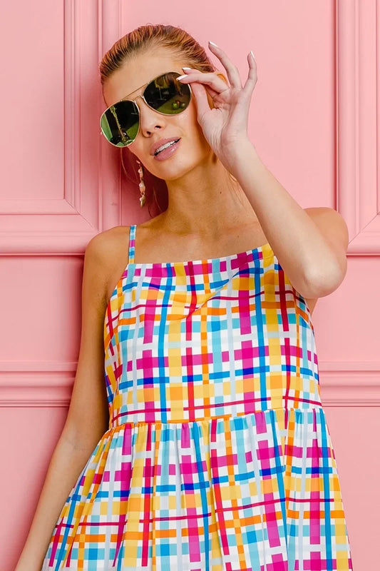Colorfull Plaid Sleeveless Sun Dress - Eva's Edition