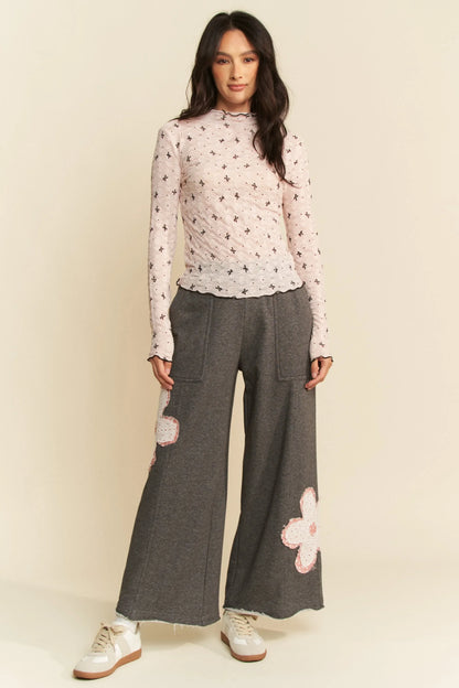 Ribbon Bow Lace Hem Long Sleeve Mesh Layering Top - Eva's Edition