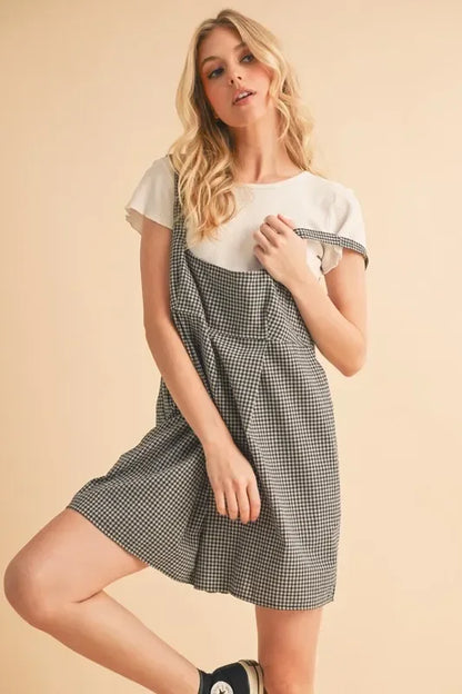 Plaid Square Neck Romper - Eva's Edition