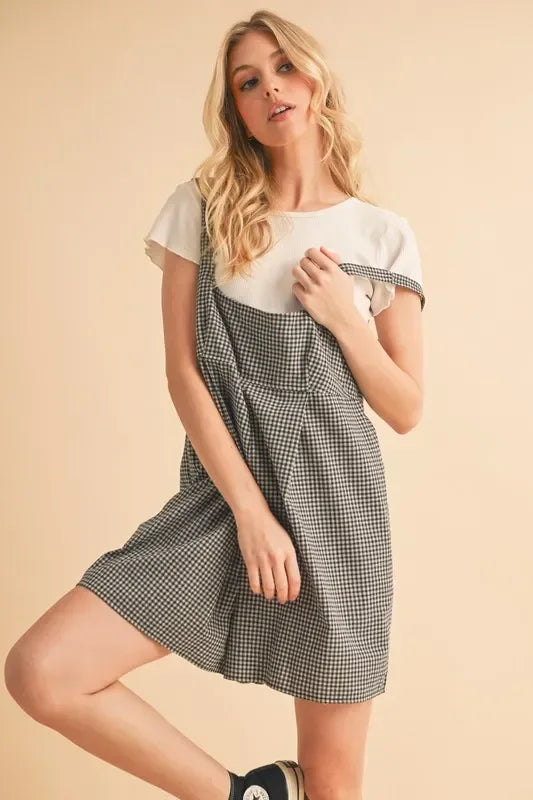 Plaid Square Neck Romper - Eva's Edition
