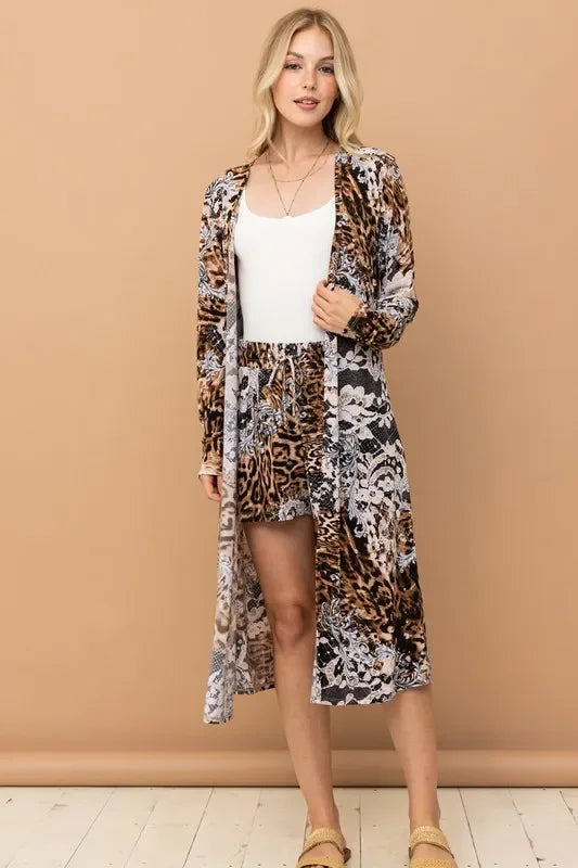 Animal Print Kimono and Shorts Set - Eva's Edition