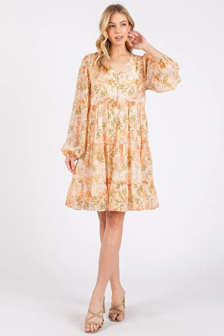 Chiffon Babydoll Long Sleeve Mini Dress - Eva's Edition
