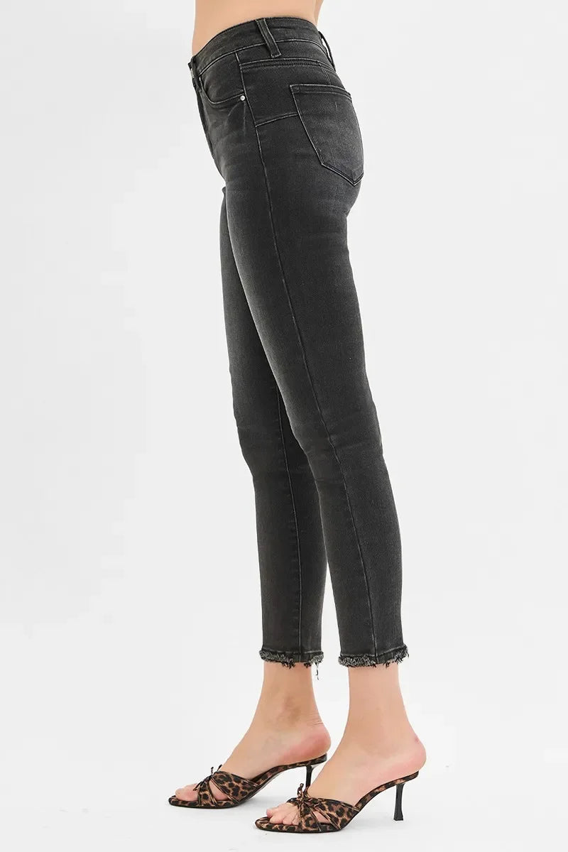 Tummy Control Mid Rise Crop Skinny Jeans Plus Size - Eva's Edition