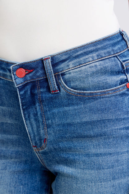 Plaid Print Cuff Bf Jeans Plus Size - Eva's Edition