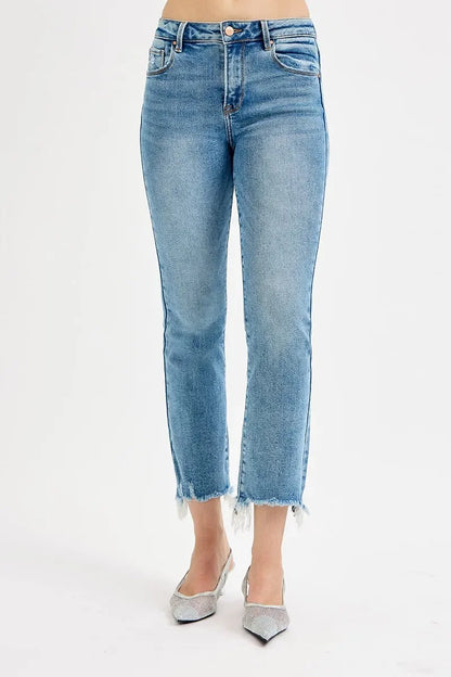 High Rise Crop Straight Slim Jeans Plus Size - Eva's Edition